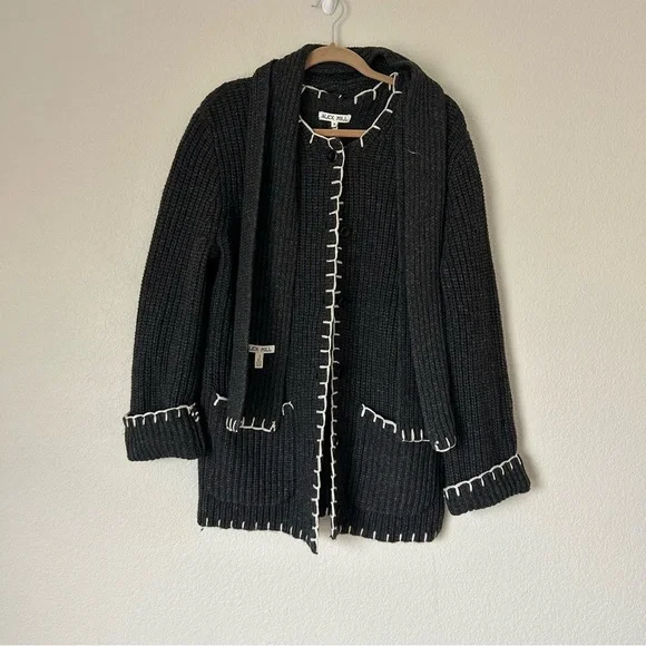 NWT Alex Mill Marleybone Sweater Jacket with Scarf in Charcoal